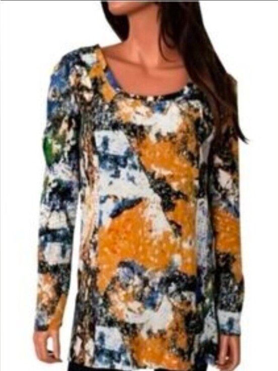 Tory Burch Tops - Tory Burch Womens 4 Eileen Silk de Chine Tunic Top Wally Print Stitch Size 4